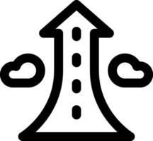 A black and white icon of a road with a cloud vector