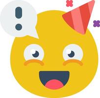 A yellow emoticion with a party hat and speech bubble vector
