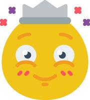 A yellow emoticion with a crown on its head vector