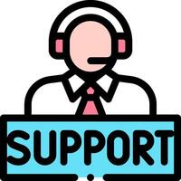 apoyo icono con un hombre en un auriculares vector