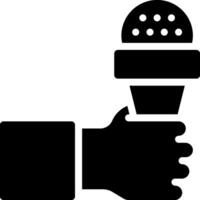 A hand holding a microphone icon vector