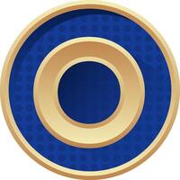 A blue and gold circle with an o on it vector