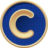 The letter c in a blue and gold circle vector