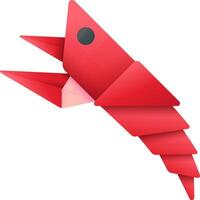 A red origami shrimp on a white background vector
