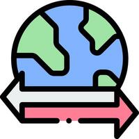A globe with arrows pointing to it vector