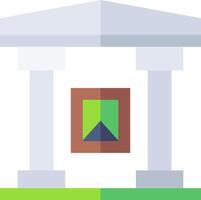 A building with a green and white background vector