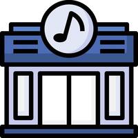 A music store icon with a clock and music note vector