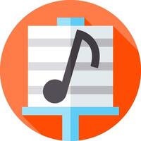 A music note on a white paper with a long shadow vector