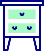 A blue and white dresser with two drawers vector
