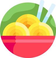 A bowl of noodles with chopsticks in it vector