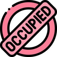 A pink and black sign that says occupied vector