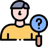 A man holding a magnifying glass and a question mark vector