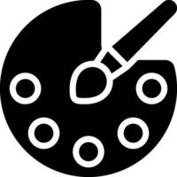 A black and white icon of a paintbrush and palette vector