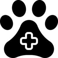 A black and white paw with a cross on it vector