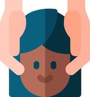 A person holding hands over a face with a smile vector