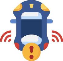 A car with a warning sign on it vector