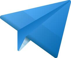 A blue paper airplane icon on a white background vector