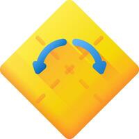 A yellow square with two blue arrows pointing to the left vector