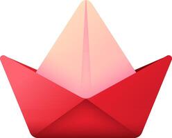 A red paper boat with a white background vector