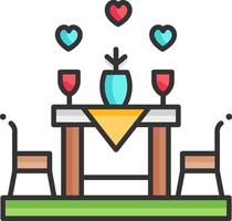 A table with two chairs and a wine glass vector