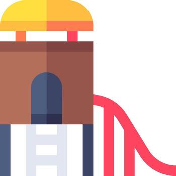 A slide going down a hill with a tower in the background vector