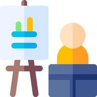 A person sitting in front of a whiteboard with a chart on it vector