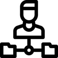 A black and white icon of a person with a computer vector