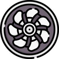A black and white image of a fan in a circle vector