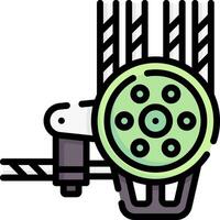 A green and black machine with a wheel on it vector