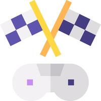 Two crossed flags with a pair of goggles on top vector