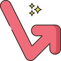 A pink arrow pointing up with stars vector