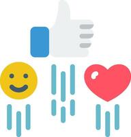 A heart and a smiley face are next to a thumbs up vector