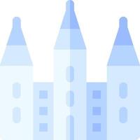 A blue and white castle with three towers vector