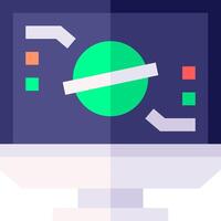 A computer monitor with a green and blue circle on it vector