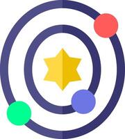 A star and four colored circles in a circle vector