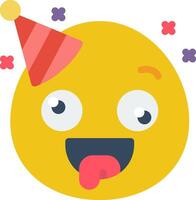 A yellow emoticion with a party hat on vector