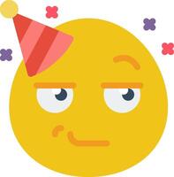 A yellow emoticion with a party hat on vector