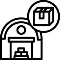 A black and white image of a warehouse with a box vector
