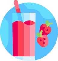 A strawberry drink with a straw and a strawberry vector
