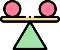 A triangle and a ball on a balance scale vector
