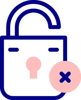 An icon of a lock with a key and a cross vector