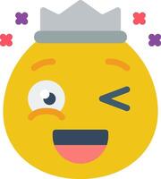A yellow emoticion with a crown on its head vector