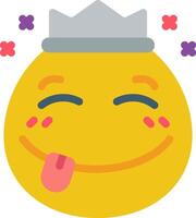 A yellow smiley face with a crown on its head vector