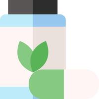 A bottle of pills with a green leaf on it vector