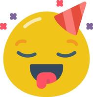 A yellow emoticion with a party hat on vector
