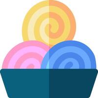 A bowl of colorful lollipops in a flat design vector
