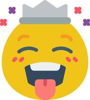A yellow emoticion with a crown on its head vector