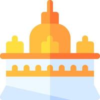 A golden temple with a dome on top vector