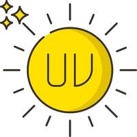 The sun is surrounded by stars and the word u vector