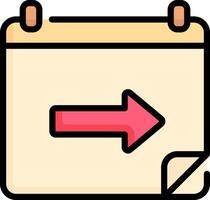 A calendar with an arrow pointing to the right vector